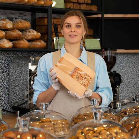 100 Pack Paper Bread Bags for Homemade Bread with Window and 100 Label Stickers,Sourdough Bread Bags for Storage of Bread,Cookie, Snack,Candy Packaging with Tin Tie 13.7 x 8.3 x 3.5 In in Saudi Arabia