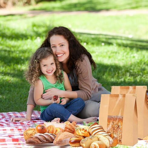 100 Pack Paper Bread Bags for Homemade Bread with Window and 100 Label Stickers,Sourdough Bread Bags for Storage of Bread,Cookie, Snack,Candy Packaging with Tin Tie 13.7 x 8.3 x 3.5 In in Saudi Arabia