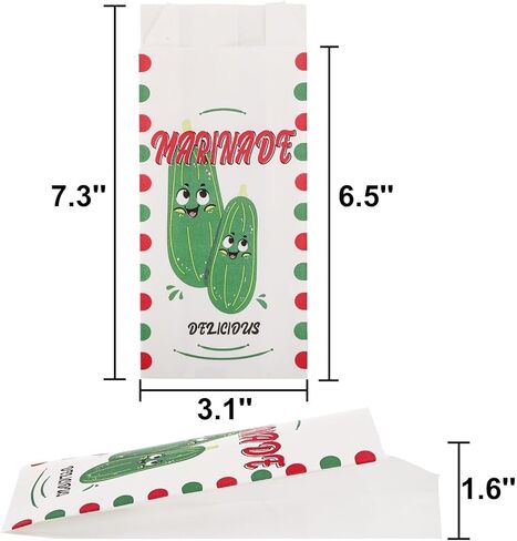 DEAYOU 300 Pcs Dill Pickle Bags, 6.5'' x 3'' Wax Paper Pickle Pouches Wrapping Sleeve, Retro Oilproof Disposable Snack Sacks for Carnival, Christmas Party, Fundraiser or Concession Stand Supplies in Saudi Arabia