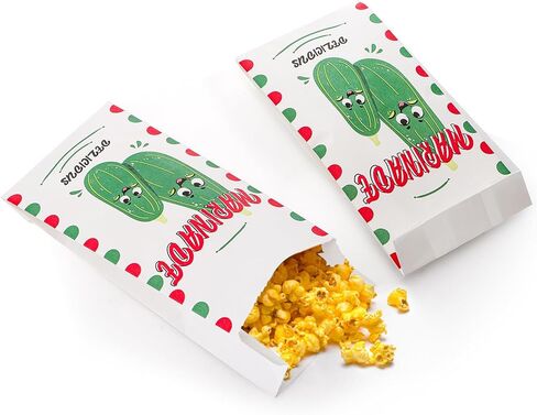 DEAYOU 300 Pcs Dill Pickle Bags, 6.5'' x 3'' Wax Paper Pickle Pouches Wrapping Sleeve, Retro Oilproof Disposable Snack Sacks for Carnival, Christmas Party, Fundraiser or Concession Stand Supplies in Saudi Arabia