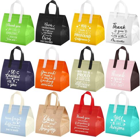 Didaey 48 Pcs Employee Appreciation Gift Bags Bulk Thank You Themed Insulated Bag Colorful Thank You Bags with Handles for Staff, Coworker, Teacher, Volunteer, Party & Team Appreciation Gifts in Saudi Arabia