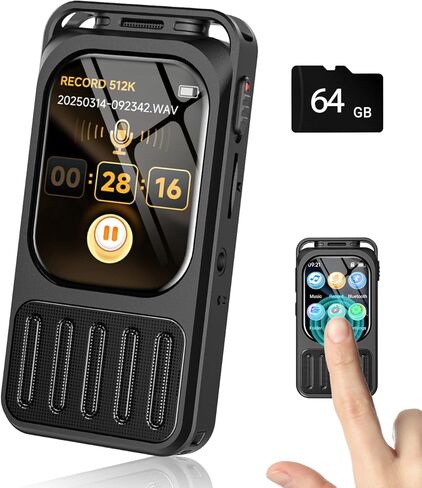 128GB Digital Voice Recorder with Bluetooth & 2" Touchscreen, 3072Kbps HD XIXITPY Voice Activated Recording with Password, Playback, A-B Repeat, MP3 for Lectures, Meetings, Interviews in Saudi Arabia