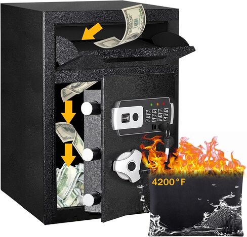 2.5 CUB Depository Drop Safe, Front Drop Slot Lock Box with Digital Combination and Anti-Fishing, Silent Deposit Safe Box, Security Money Safe for Cash Slips Expense Business Office Home in Kuwait