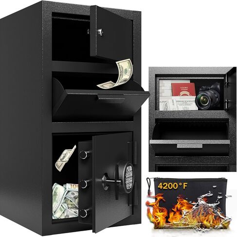 2.5 CUB Depository Drop Safe، صندوق قفل بفتحة أمامية مع مجموعة رقمية ومضادة للصيد، صندوق آمن للودائع الصامتة، آمن للأموال النقدية لنفقات مكتب الأعمال والمنزل in Kuwait