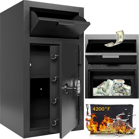 2.5 CUB Depository Drop Safe، صندوق قفل بفتحة أمامية مع مجموعة رقمية ومضادة للصيد، صندوق آمن للودائع الصامتة، آمن للأموال النقدية لنفقات مكتب الأعمال والمنزل in Kuwait