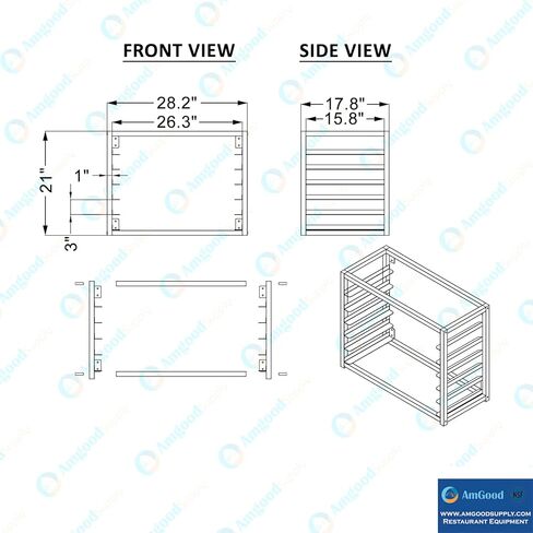AmGood Wall Mounted Sheet Bun Pan Rack 28" x 21" x 18" | Aluminium | NSF in Kuwait
