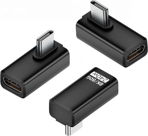 3 Style Usb C 90 Degree Adapter [80Gbps Data Transfer,8K@240Hz Video, 240W Charging ].Usb C Right Angle Adapter Kit Compatible with Steam Deck,Thunderbolt 5/4/3,Switch2/1 and Most usbc Device in Saudi Arabia