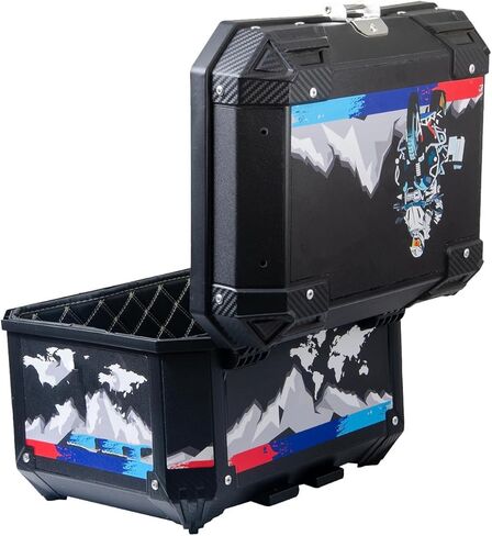 Keenso Top Case, 45L Large Capacity Detachable ABS Luggage Storage Box with Ice Crossing Sticker, for Various Travel Needs in Saudi Arabia