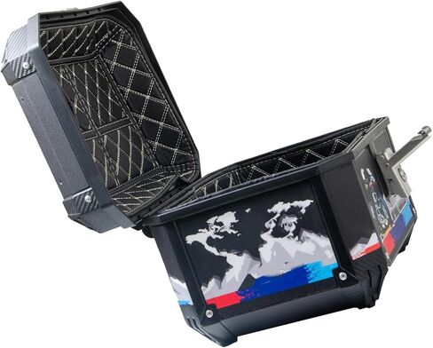 Keenso Top Case, 45L Large Capacity Detachable ABS Luggage Storage Box with Ice Crossing Sticker, for Various Travel Needs in Saudi Arabia