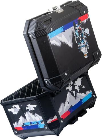 Keenso Top Case, 45L Large Capacity Detachable ABS Luggage Storage Box with Ice Crossing Sticker, for Various Travel Needs in Saudi Arabia