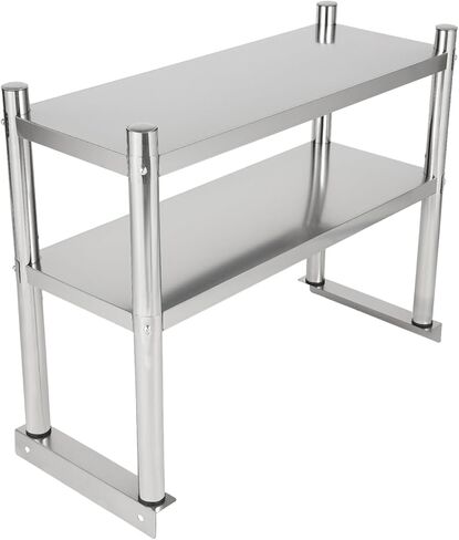 Stainless Steel Double Overshelf 12x30x23in, Weight Capacity 88lbs, 2 Tier Heavy Duty Commercial Shelf with Anti-Slip Feet for Restaurant, Warehouse, Kitchen in Saudi Arabia