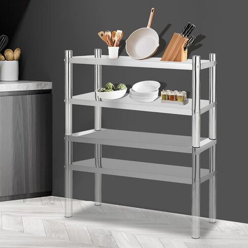 Stainless Steel Double Overshelf 12x30x23in, Weight Capacity 88lbs, 2 Tier Heavy Duty Commercial Shelf with Anti-Slip Feet for Restaurant, Warehouse, Kitchen in Saudi Arabia