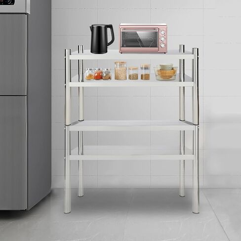 Stainless Steel Double Overshelf 12x30x23in, Weight Capacity 88lbs, 2 Tier Heavy Duty Commercial Shelf with Anti-Slip Feet for Restaurant, Warehouse, Kitchen in Saudi Arabia