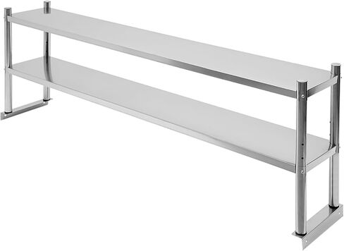 Stainless Steel Double Overshelf 12x30x23in, Weight Capacity 88lbs, 2 Tier Heavy Duty Commercial Shelf with Anti-Slip Feet for Restaurant, Warehouse, Kitchen in Saudi Arabia
