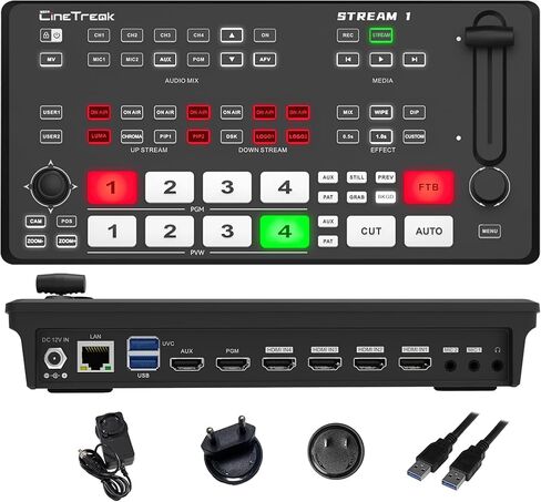 Stream-1 HDMI Super Source Camera Video Switcher Mixer with PTZ Cam Control,REC, NDI Updatable and Landscape & Portrait Livestreaming in Kuwait