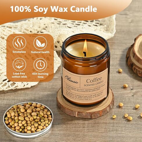 الشموع المعطرة بالقهوة، شموع العلاج العطري المنزلية، هدايا شموع شمع الصويا - هذه الشموع العطرية ترفع الروح وتنعش الهواء. مثالية لغرف المعيشة وغرف النوم، فهي تمثل هدية ممتازة in Saudi Arabia