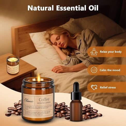 الشموع المعطرة بالقهوة، شموع العلاج العطري المنزلية، هدايا شموع شمع الصويا - هذه الشموع العطرية ترفع الروح وتنعش الهواء. مثالية لغرف المعيشة وغرف النوم، فهي تمثل هدية ممتازة in Saudi Arabia
