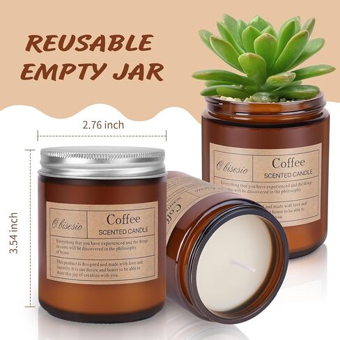 الشموع المعطرة بالقهوة، شموع العلاج العطري المنزلية، هدايا شموع شمع الصويا - هذه الشموع العطرية ترفع الروح وتنعش الهواء. مثالية لغرف المعيشة وغرف النوم، فهي تمثل هدية ممتازة in Saudi Arabia