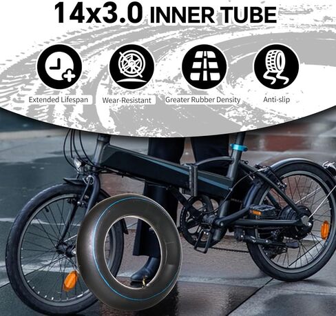أنابيب داخلية للدراجة مقاس 14 × 3.0، أنبوب بديل للدراجات الكهربائية مقاس 14 بوصة، للدراجات الإلكترونية والدراجات البخارية الكهربائية [سميكة] [جذع صمام بزاوية 45 درجة] (عبوتان) in Saudi Arabia