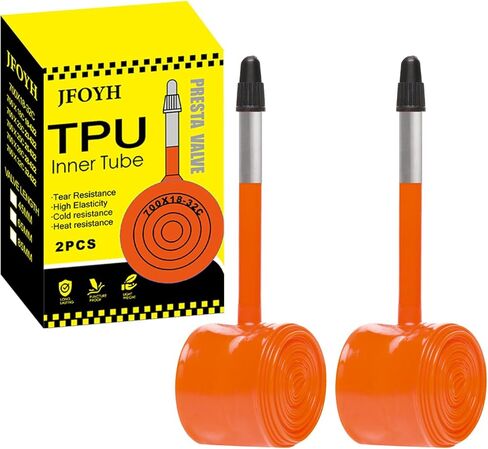 JFOYH TPU Road Bike Inner Tube 700C x 18–32, 2-Pack Ultralight Bicycle Tube with 45mm / 65mm / 85mm Presta Valve, Compatible with Road & Gravel Bikes in Kuwait
