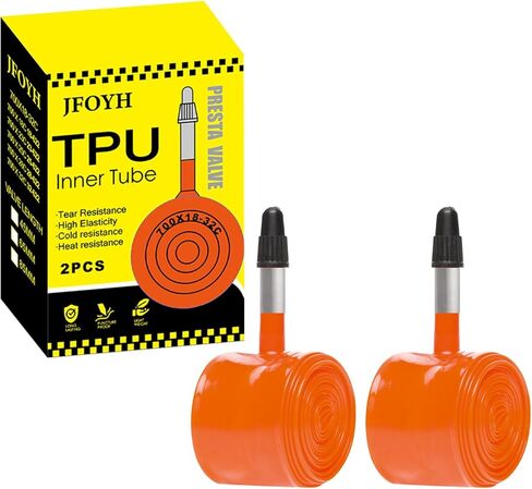 أنبوب داخلي لدراجة الطريق من JFOYH مقاس 700C x 18–32، أنبوب دراجة خفيف الوزن مكون من قطعتين مع صمام بريستا 45 مم / 65 مم / 85 مم، متوافق مع دراجات الطرق والحصى in Saudi Arabia