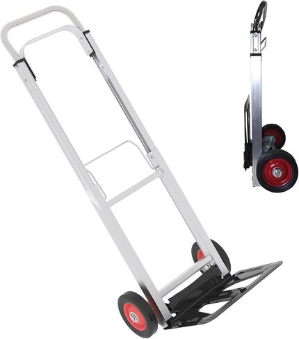 شاحنة يدوية قابلة للطي بعجلات، سعة 198 رطل، شاحنة يدوية قابلة للطي من الألومنيوم مع مقبض تلسكوبي، عربة دوللي متحركة محمولة للمنزل، المرآب in Kuwait