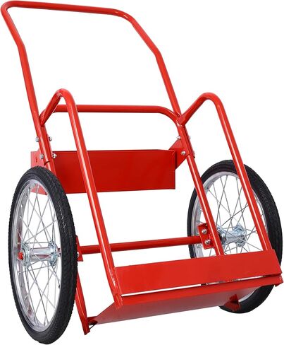Large Dual Oxygen Acetylene Tank Cart with 20" Pneumatic Wheels - Heavy Duty Steel Cylinder Dolly for Welding Gas Tanks, 220LB Capacity, Includes 2 Fastening Belts, Black in Saudi Arabia