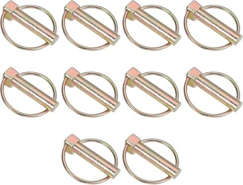 PATIKIL M12x50 mm Tractor Lynch Pin with Ring, 10 Pcs Heavy Duty Assortment Kit Lock Pin Clips for Tractors Trailer Farm Trucks Mowers, Silver Tone in Saudi Arabia