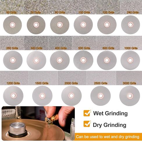 HARFINGTON Diamond Flat Lap Disc Set 4" x 5/8" Arbor 600/1000/1200/1500/2000/2500/3000 Grit Grinding Wheel in Saudi Arabia