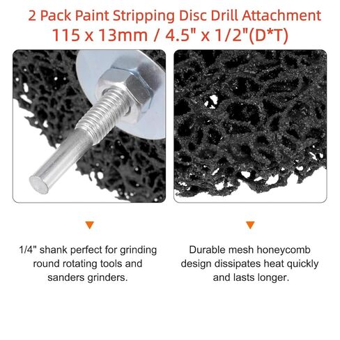 2 Pack 4.5" Paint Stripping Disc Drill Attachment,1/2" Wide with 1/4" Shaft Strip Clean Discs Remove Paint Coating Rust in Saudi Arabia