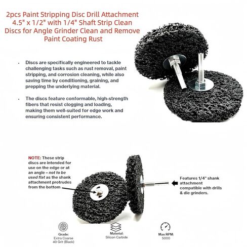 2 Pack 4.5" Paint Stripping Disc Drill Attachment,1/2" Wide with 1/4" Shaft Strip Clean Discs Remove Paint Coating Rust in Saudi Arabia