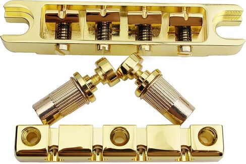 Guyker 4 String High Mass Bass Bridge with Vintage CNC Machined Steel Stop Bar Tailpiece, Chrome in Saudi Arabia