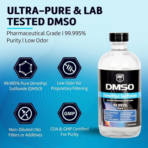 DMSO Pharmaceutical Grade 4oz Glass Bottle with Dropper Lid, No Odor, Lab Tested for Purity, DMSO Liquid 99.9 Pure, DMSO Pharmaceutical Grade in Kuwait