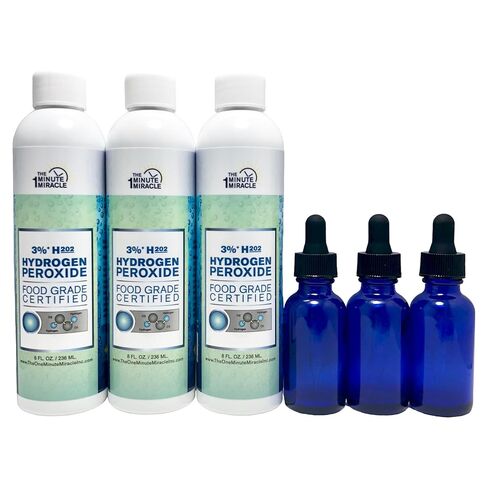 3% Hydrogen Peroxide Food Grade - 3 Bottles 8 oz - Recommended by: The One Minute Cure Book in Kuwait