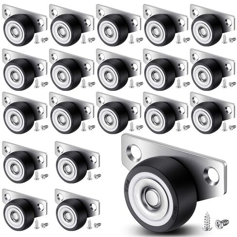 20 Set 1.25 Inch Small Side Mount Caster Wheels Little Drawer Rollers Mini Low Profile Casters Non Swivel Rigid Casters Wheels with Screws for Drawers, Wooden Furniture, Trays, DIY Project in Saudi Arabia