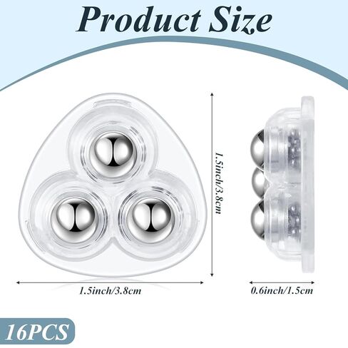 Self Adhesive Paste Caster Wheels for Furniture Bucket, Ball Castors Flat for Furniture ABS Material Load Capacity 20 LBS Per Wheel Mini Universal Wheel for Trash Can Storage Boxes 12 PCS (Clear) in Saudi Arabia