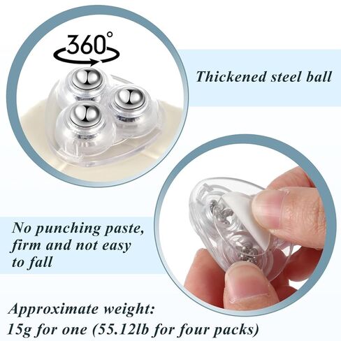 Self Adhesive Paste Caster Wheels for Furniture Bucket, Ball Castors Flat for Furniture ABS Material Load Capacity 20 LBS Per Wheel Mini Universal Wheel for Trash Can Storage Boxes 12 PCS (Clear) in Saudi Arabia