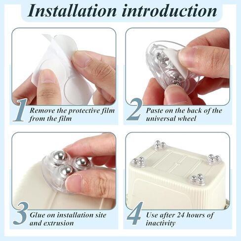 Self Adhesive Paste Caster Wheels for Furniture Bucket, Ball Castors Flat for Furniture ABS Material Load Capacity 20 LBS Per Wheel Mini Universal Wheel for Trash Can Storage Boxes 12 PCS (Clear) in Saudi Arabia