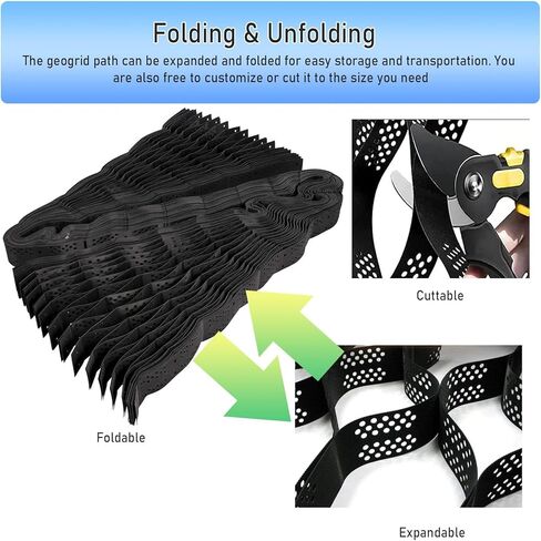 Durable Expandable Polyethylene Grid Paver - Foldable Ground Stabilizer for Garden Path & Shed Base, Customizable Permeable Gravel Grids (4x10m) for Enhanced Outdoor Use in Kuwait