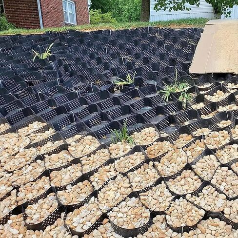 Permeable Driveway Grid System for Stabilizing Decomposed Granite, Soil, Concrete & Grass - Durable Polyethylene Pavers for Pathways & Outdoor Use (Size: 3) in Kuwait