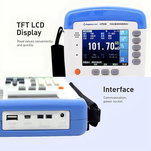 i-POOK - AT518 AT518L DC ميلي أوم متر محمول باليد عالي الدقة ميلي أوم متر أوم متر 20000 عدد مدمج USB صغير 3.5 بوصة TFT-LCD مقاومة منخفضة (AT518) in Kuwait