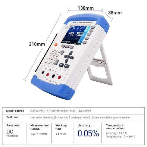 i-POOK - AT518 AT518L DC ميلي أوم متر محمول باليد عالي الدقة ميلي أوم متر أوم متر 20000 عدد مدمج USB صغير 3.5 بوصة TFT-LCD مقاومة منخفضة (AT518L) in Kuwait