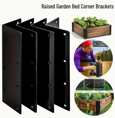 1set L-Shaped Thickened 90-Degree Right-Angle Gardening Bed Angle Bracket with 14 Screws Heavy Duty Corner Brace in Saudi Arabia