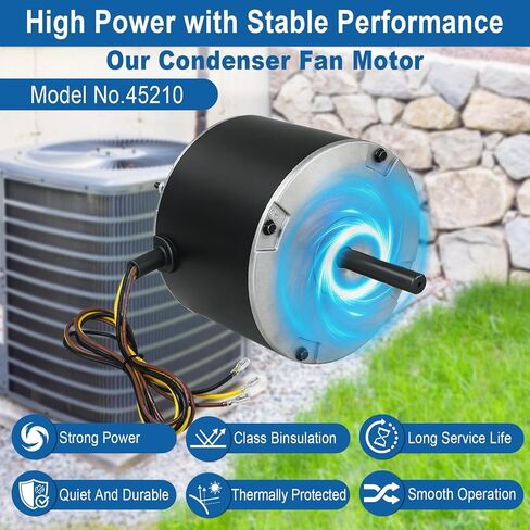 45210 محرك مروحة مكثف، 1/5 حصان 825 دورة في الدقيقة 208-230 فولت تيار متردد استبدال محرك مروحة مكثف للناقل براينت باين HC37GE210، HC37GE210A، 3S003، 5KCP39GFY917S 5KCP39GFS166S، 6DLL2، 51-23055-12، 622080 in Kuwait