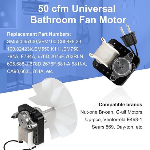 العالمي تنفيس الحمام مروحة العادم المحرك SM550 استبدال المحركات عدة، محرك مروحة الحمام متوافق مع Nutone Broan 50CFM 120V 3000RPM-استبدال C01575، 65100، EM550، EM750، C65878، VFM100،82423K، K111 in Kuwait