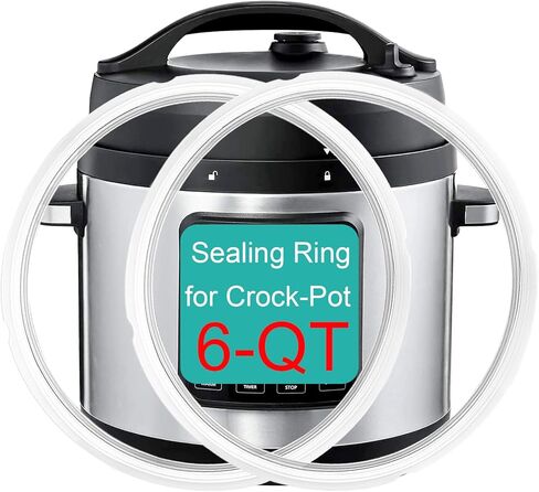 2-Pack Original Sealing Ring for Crock Pot 8 Quart Pressure Cooker, Silicone Gasket for Crockpot pressure cooker 8Qt, Replacement Parts for CrockPot pressure cooker 8 Quart [SCCPPC800-V1], Clear in Kuwait