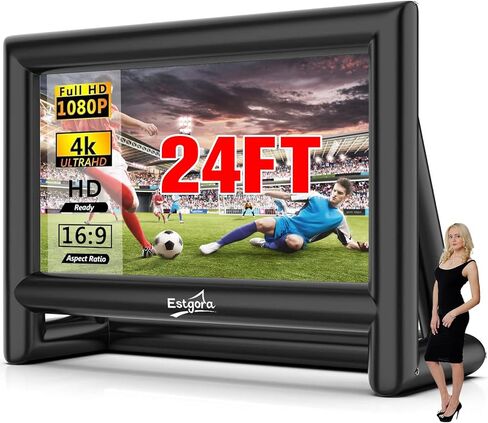 Estgora 14FT Inflatable Movie Screen Outdoor, Blow Up Projector Screen for Outside Front & Rear Projection Screen with Blower for Backyard Home Theater Pool in Kuwait