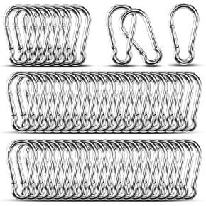 50Pcs 2" Heavy Duty Spring Snap Hooks Carabiner, M5 Galvanized Steel Carabiner Clips, 220LBS Holding Capacity Metal Snap Hook for Outdoor Hiking Hammock Dog Leash Keychain, Carabiners in Kuwait