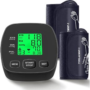 جهاز مراقبة ضغط الدم للاستخدام المنزلي، أساور واسعة النطاق للذراع العلوي تناسب الأطفال والبالغين الكبار، سهلة الاستخدام، قراءات انقباضية دقيقة للضغط الانقباضي، تتضمن كابل USB و4 بطاريات AAA in Kuwait