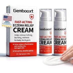 2026 ترقية كريم الأكزيما - معتمد من GMP - قوة هيدروكورتيزون بحد أقصى 1٪ - كريم تخفيف الأكزيما - مهدئ عميق رقم 1 - 24 ساعة - تقنية استعادة الجلد سريعة المفعول للطفح الجلدي والاحمرار والالتهاب ولدغات الحشرات، قطعتان in Kuwait